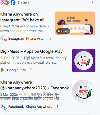 Google search results and business profile for Khana Anywhere 9